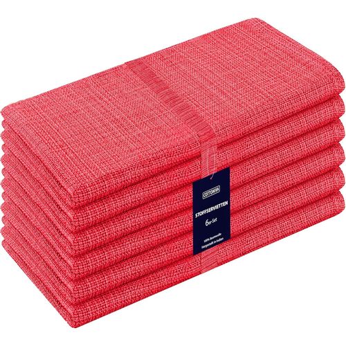 Eryi-Paquet De 12 - Serviettes De Table Surdimensionnes 100% Coton 50 X 50 Cm Rouge - Serviettes De Table Tissu Doux Et Confortable - Serviettes Rutilisables Lavable En Machine