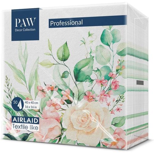 Eryi-Paw Serviette De Table Papier - Airlaid (40 X 40 Cm) I Fleurs, Roses I Dcoration Anniversair, Mariage, Bapteme Garcon Et Fille I Structure En Tissu I Color: Floral Moments