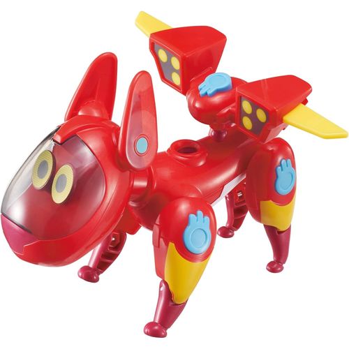 ERYI-Petronix Defenders Eu820210 - Transformer Pup-E Modo Max, Figurine De Jeu Pour Enfants D'Environ 12 Cm, Chien Robot Transformable Avec Ailes Pliantes, Red C