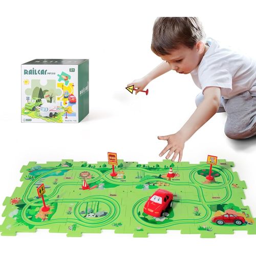 ERYI-Plastique Jouet De Piste De Puzzle Ensemble De Jeu Pour Enfants 4-6 Rail Voiture Puzzle Piste Avec Vhicule Circuit Pour Garons Filles 3 4 5 6 ducatif Montessori Jouet Cadeau