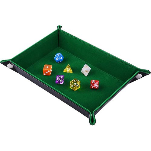 Eryi-Plateau Ds  Double Face, Rectangle Pliant En Cuir Pu Et Porte-Ds En Velours Vert Fonc Pour Donjons Et Dragons Dg Dice Ding Et Autres Jeux De Table
