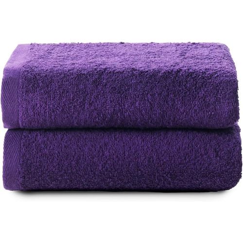 Eryi-- Plus - Lot De 2 Serviettes De Toilette - Serviettes De Bain - 100% Coton - 400 G/M - Dimensions 100 X 50 Cm - Violet
