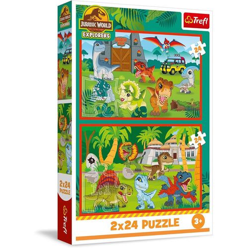 ERYI-- Puzzle 2 En 1 : Jurassic World, De Petits Dinosaures - 2 X 24 Pices, Ensemble De Deux Puzzles Pour Les Enfants  Partir De 3 Ans