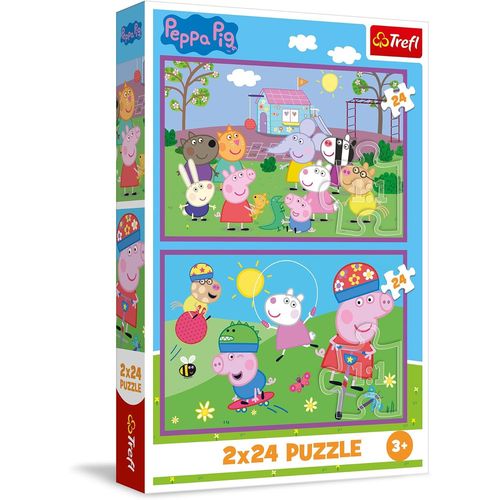 ERYI-- Puzzle 2 En 1 : Peppa Pig, Peppa Dans LAire De Jeux - 2 X 24 Pices, Ensemble De Deux Puzzles Pour Les Enfants  Partir De 3 Ans