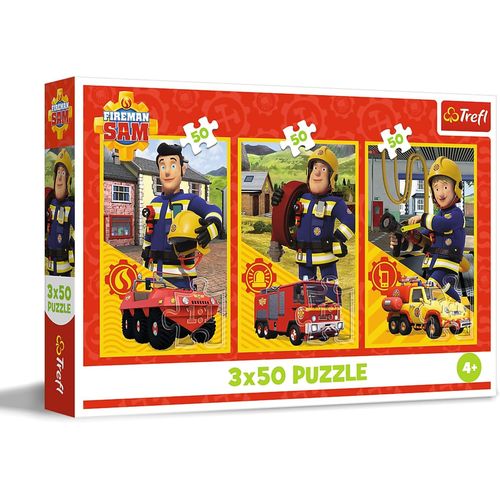ERYI- Puzzle 3 En 1 : Fireman Sam, L'quipe De La Caserne - 3 X 50 Pices, Ensemble De Trois Puzzles Pour Les Enfants  Partir De 4 Ans