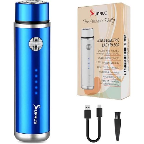 Eryi-Rasoir lectrique Rechargeable Par Usb Pour Femme, Pour Visage, Barbe, Moustache, Bras, Jambes, Aisselles, Bikini, Affichage De La Batterie Led Sans Fil (Bleu)