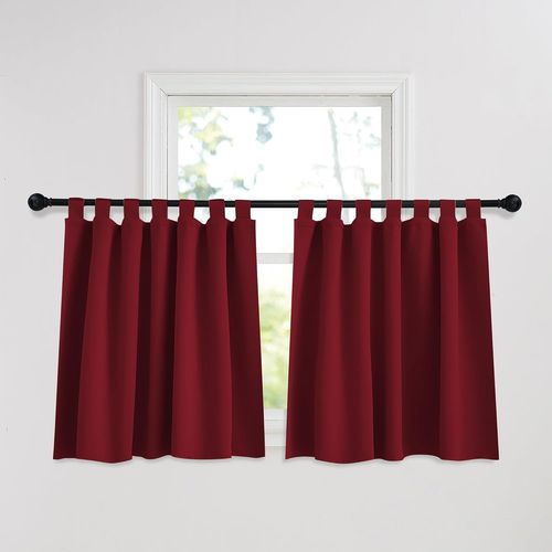 Eryi-Rideau Occultant Cuisine A Pattes Pour Petite Fenetre Chambre Moderne, L 140 X H 120cm Panneaux Courts Lumineux Bloquer Brise-Vue Opaque, Rouge, 2 Pices
