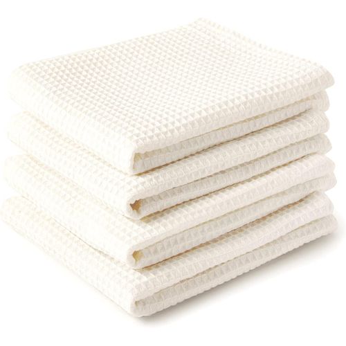 Eryi-Serviettes De Cuisine Et Gants De Toilette En Coton | Solid Off White | Torchon Textur Et  Tissage Plat | Ensemble De Torchons | 70x45 Cm | Rutilisable Et Schage Rapide Lot De 4