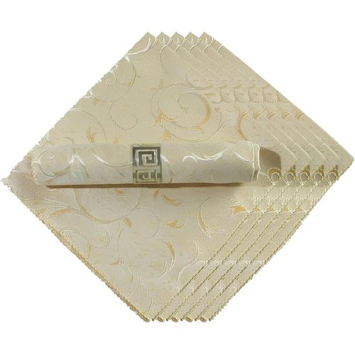 Eryi-Serviettes De Table, Coton Polyester Serviette Blanc Qualit D'htel Serviettes De Table Pour Dner Banquets Marriage Rceptions-6 Pices (Or Champagne)