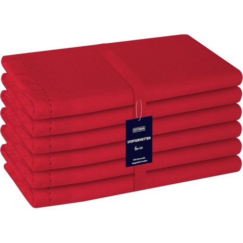 Eryi-Serviettes De Table En Coton 100% Lot De 6-46x46 Cm - Douces, Absorbantes Et Rutilisables - Pour La Cuisine, Les Repas Et Les Occasions Spciales - Serviettes De Table En Tissu Rouge