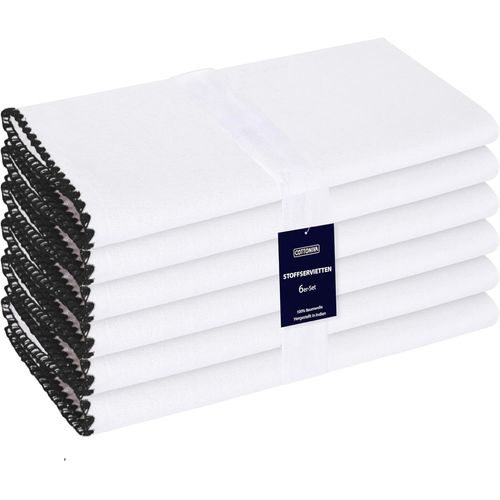 Eryi-Serviettes De Table En Tissu 50 X 50 Cm Lot De 6-100% Coton Serviettes De Table Tissu Doux Et Confortable - Serviettes Rutilisables Lavable En Machine - Noir Blanc