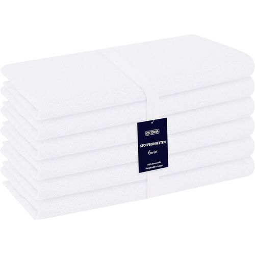 Eryi-Serviettes De Table En Tissu Lot De 6-100% Coton Serviettes De Table Tissu Doux Et Confortable - Serviettes Rutilisables Lavable En Machine - 43 X 43 Cm Blanc