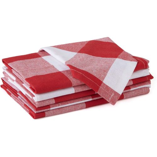 Eryi-Serviettes En Coton Lot De 6 | Carreaux Rouges Buffle | Taille 43x43 Cm | Serviettes De Table | Lavables En Machine Et Rutilisables