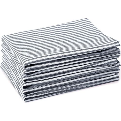 Eryi-Serviettes En Coton Lot De 6 | Coutil Bleu Marine | Taille 45x45 Cm | Serviettes De Table | Lavables En Machine Et Rutilisables