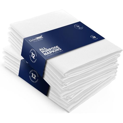 Eryi-Serviettes En Tissu En Coton - Lot De 12 Serviettes De Table Blanc Pur - 100% Coton 46 X 46 Cm Serviettes En Tissu Surdimensionnes Rutilisables Idales Pour Le Dner De Nol (Blanc Pur)