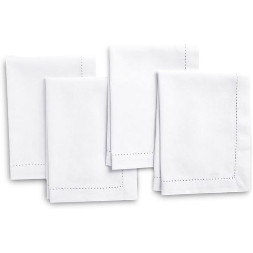 Eryi-Serviettes En Tissu Lot De 4 | Pur Coton Avec Ourlet Jour chelle | Blanc | Taille Carre 43x43 Cm | Serviettes De Table - Lavables En Machine Et Rutilisables