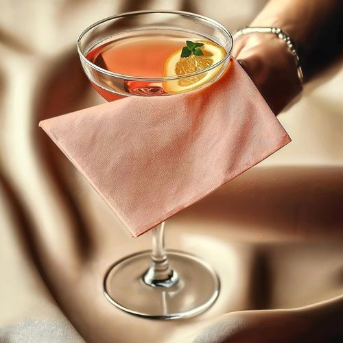 Eryi-Set De 12 Serviettes De Table En Tissu Cocktail | Serviette De Table En Coton Pur | 23x23 Cm | Rose | Lavable En Machine