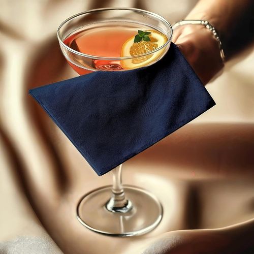 Eryi-Set De 12 Serviettes De Table En Tissu Cocktail | Serviette De Table En Coton Pur | 23x23 Cm | Scotch Bleu | Lavable En Machine