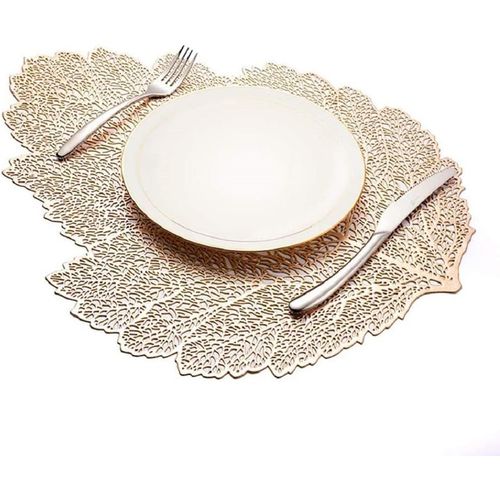 Eryi-Set De Table Feuilles vid, 6 Pices Set De Table Dor Mtallis Set De Table Antidrapant Tapis De Protection (Dor, 47x36 Cm)