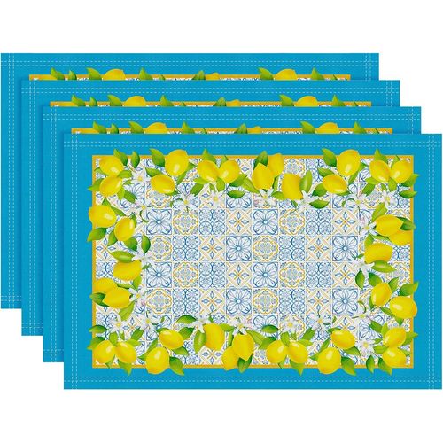 Eryi-Set De Table Lavable, Lot De 4 Sets De Table De Citron Rsistant  La Chaleur Antidrapant Pour Cuisine Table  Manger Dcoration De Table Printemps t,33x48cm