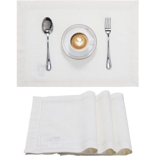 Eryi-Set De Table Lavable Original - Lot 4 Sets De Table Tissu Coton Naturel Rigide 48 X 33 Cm Lavable En Machine - Napperon Rectangulaire Exterieur Interieur Pour Mariage Noel