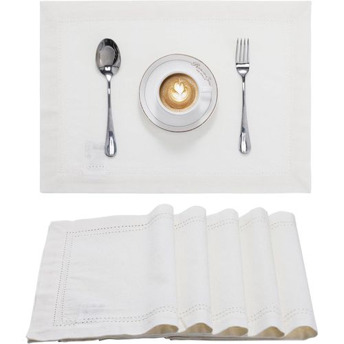 Eryi-Set De Table Lavable Original - Lot 6 Sets De Table Tissu Coton Naturel Rigide 48 X 33 Cm Lavable En Machine - Napperon Rectangulaire Exterieur Interieur Pour Mariage Noel