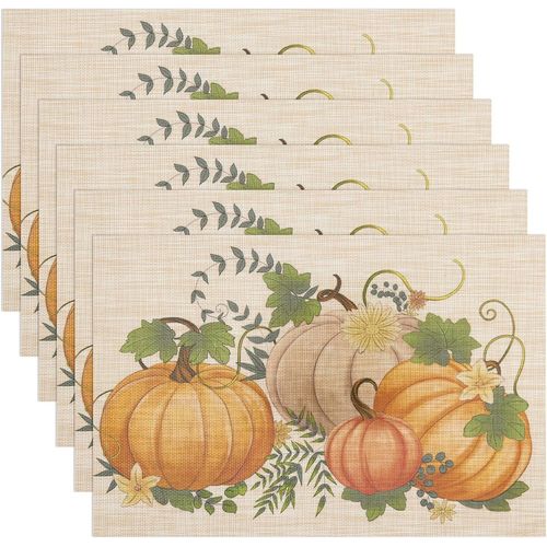 Eryi-Set De Table Lavables Thanksgiving Sets De Table Automne Sets De Table Dcoration De Citrouilles Automne Thanksgiving Dcoration Sets De Table Pvc Antidrapant Lavable Dessous De Table