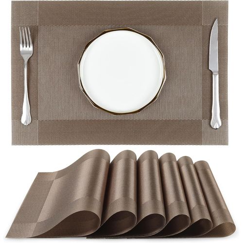 Eryi-Sets De Table 45x30 Cm, Napperons Pvc Lavables Pour Table  Manger, Set De Table En Vinyle Tiss Rsistant  La Chaleur Facile  Nettoyer, Lot De 6 (Or)
