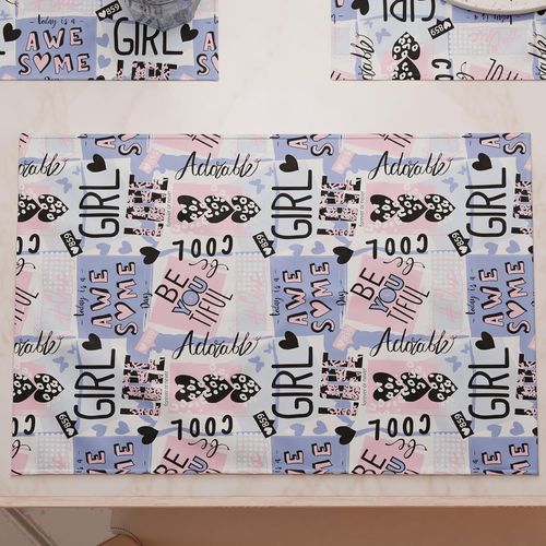 Eryi-- Sets De Table Amricains Avec Impression Numrique, Sets De Table Amricains En Tissu Et Lavables (Lot De 2  30 X 45 Cm) Girl Cool, 100% Fabriqu En Italie