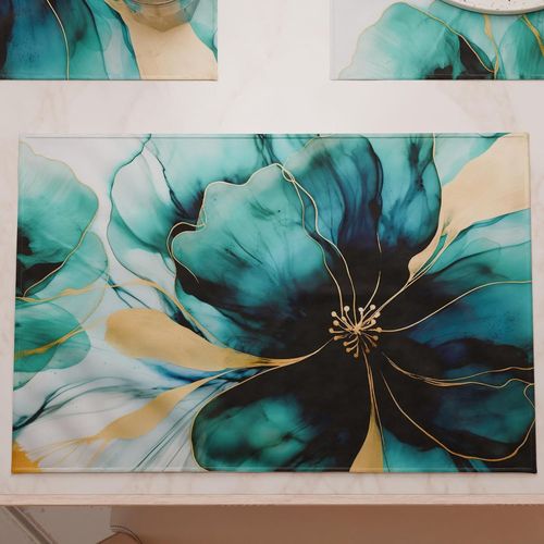 Eryi-- Sets De Table Amricains Avec Impression Numrique, Sets De Table Amricains En Tissu Et Lavables (Lot De 2  30 X 45 Cm) Marble Flower 09, 100% Fabriqu En Italie