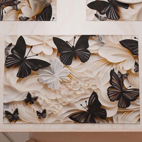 Eryi-- Sets De Table Amricains Avec Impression Numrique, Sets De Table Amricains En Tissu Et Lavables (Lot De 2  30 X 45 Cm) Mariposa 05, 100% Fabriqu En Italie