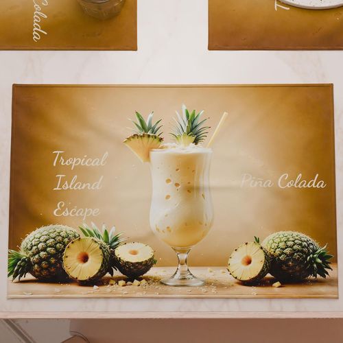 Eryi-- Sets De Table Amricains Avec Impression Numrique, Sets De Table Amricains En Tissu Et Lavables (Lot De 6  30 X 45 Cm) Pina Colada, 100% Fabriqu En Italie