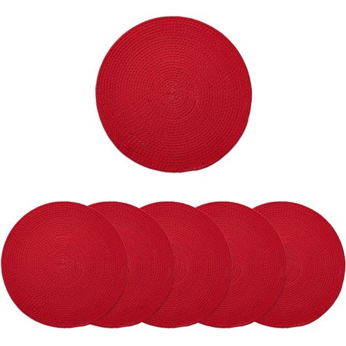 Eryi-Sets De Table Ensemble De 6 | Sets De Table Ronds En Coton - Diamtre 33 Cm | Rouge | Style Ctel Fait  La Main