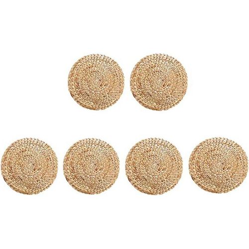 Eryi-Sets De Table Ronds En Rotin Tiss, Tapis En Osier Naturel, Sets De Table Tresss En Paille De Jacinthe D', Ensemble De 6