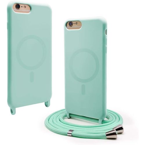 Eryi-Silicone Coque Magntique Pour Iphone 8 Plus/Iphone 7 Plus Avec Cordon,Compatible Avec Magsafe,tui Housse Silicone Avec Portable Lanyard Rglable, Vert Menthe