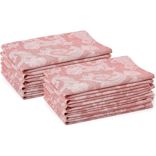 Eryi-Table  Manger Serviettes De Serviettes De 12 I Taille 45x45 Cm I Floral Rouge Jacquard Style Imprim Sur Le Coton  La Maison I Couleurs Rapides, Machine Lavable