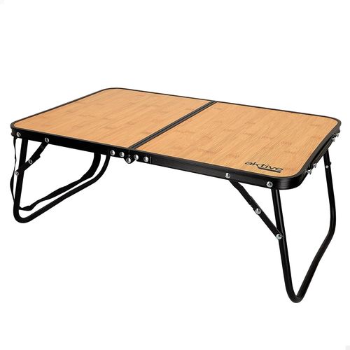 ERYI-Table Basse Pliable, 60X40X25 Cm, Effet Bambou, Avec Serrure De Scurit, Structure En Aluminium, Plateau En Bois Mdf, Supporte 20 Kg, Poigne Et Sangle De Transport