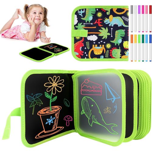 ERYI-Tablette Dessin Enfant 2-3-4-5 Ans Effaable,Cahier Ardoise Enfant 3-4-5 Ans,Rutilisable Double Face Livre Dessin Fille,Jeux Educatif Activite Cadeau 3 4 5 Ans,14 Page