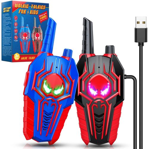 ERYI-Talkie Walkie Enfants Rechargeable, Jouet Garcon 3 4 5 6 7 8 9 10 Ans Spider Talkie Walkie Cadeau Garcon 3 4 5 6 7 8 9 10 Ans Toki Walki Cadeau Noel Enfant Jeux D'Extrieur Enfant 3-10 Ans