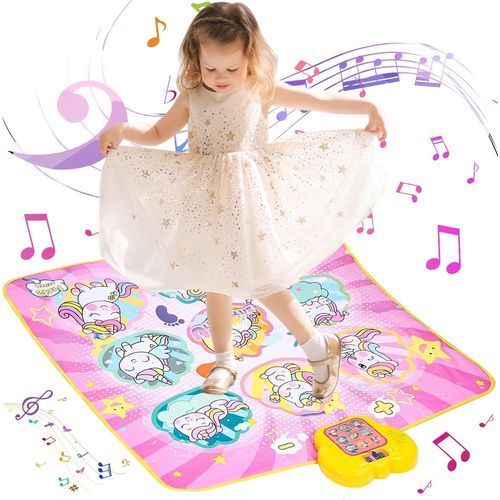 ERYI-Tapis De Danse Pour Enfants De 3  12+ Ans, Jouet Tapis De Danse Licorne Avec Affichage Led, 5 Modes De Jeu, Danse De Tapis Musical Cadeau Fille 3 4 5 6 7 8 9 10 11 12 Ans (Pinker)