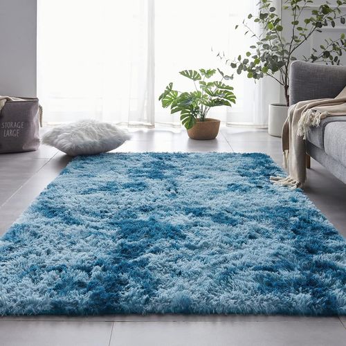 Eryi-Tapis Salon Shaggy Descente De Lit Chambre Grande Taille Tapis Moelleux Carpette Pour Chambre Tapis Dcoratif De Style Moderne Pour Salon Chambre Canap Natte(Bleu Marine,80 X 150 Cm)