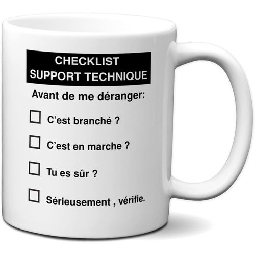 Eryi-Tasse-Mug Cadeau - Checklist Support Technique - Ingnieur Geek Informatique Humour