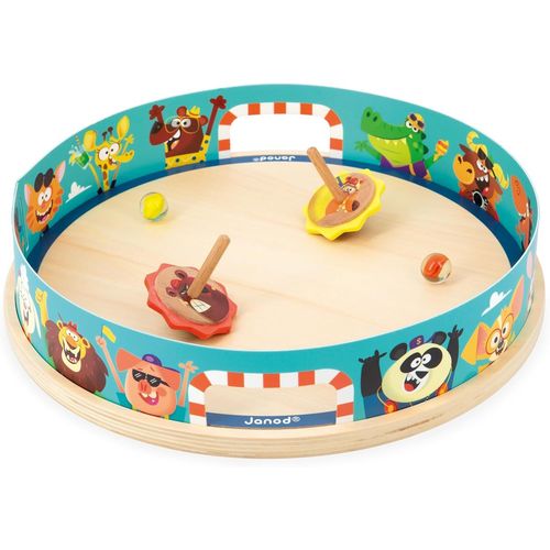 Eryi-- Toupies Arena Applepop - Jeu D'adresse Pour Enfants - 1 Arne + 2 Toupies Avec Lanceurs + 2 Billes En Verre - Dveloppe La Dextrit - Jouet En Bois Fsc - Ds 4 Ans,J03355