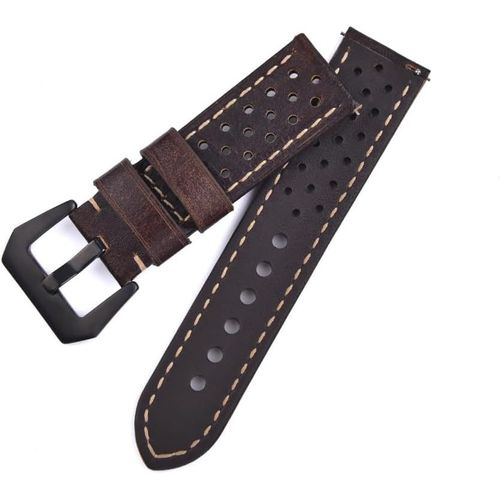 Eryi-\U2022 Bracelet Perfor En Cuir Et Daim \U2022 Boucle En Acier Noir \U2022 2 Boucles Incluses \U2022 23 Mm