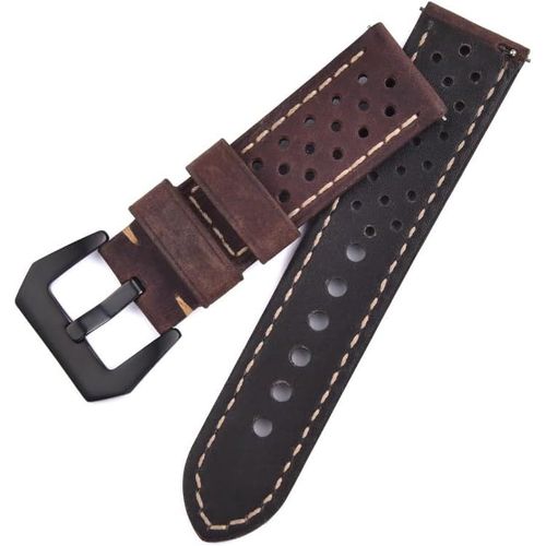 Eryi-\U2022 Bracelet Perfor En Cuir Et Daim \U2022 Boucle En Acier Noir \U2022 2 Boucles Incluses \U2022 23 Mm