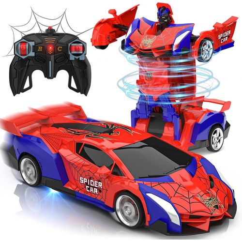 ERYI-Voiture Tlcommande Spider Jouet Enfant 3 4 5 6 7 8 9+ Ans, 2 En 1 Transformable Radiocommande Rc Robots, 360Rotation Voiture De Course Jeux Extrieur Fille Garcon Cadeau Anniversaire Nol