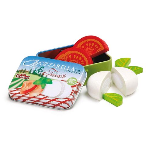 Erzi Pretend Play En Bois picerie Merchandize Mozzarella Et Tomates Dans Une Bote Mtallique