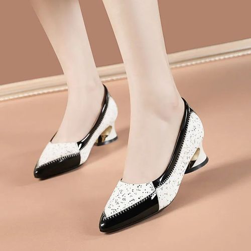 Escarpins  Enfiler En Cuir Pu Pour Femmes,Chaussures D't Classiques,Dcontractes,Douces Et Confortables, La Mode Et De Haute Qualit,E5993 - 38