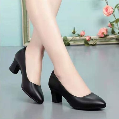 Escarpins  Talons Carrs En Cuir Pu Noir Pour Femmes,Chaussures D't Confortables,Vin Rouge,Dcontract,Europen,Mignon,Mn Round Parker,Dame,E6960 - 36