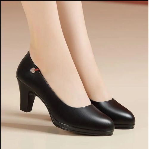 Escarpins  Talons Carrs En Cuir Pu Noir Pour Femmes,Chaussures D't Confortables,Vin Rouge,Dcontract,Europen,Mignon,Mn Round Parker,Dame,E6960 - 38